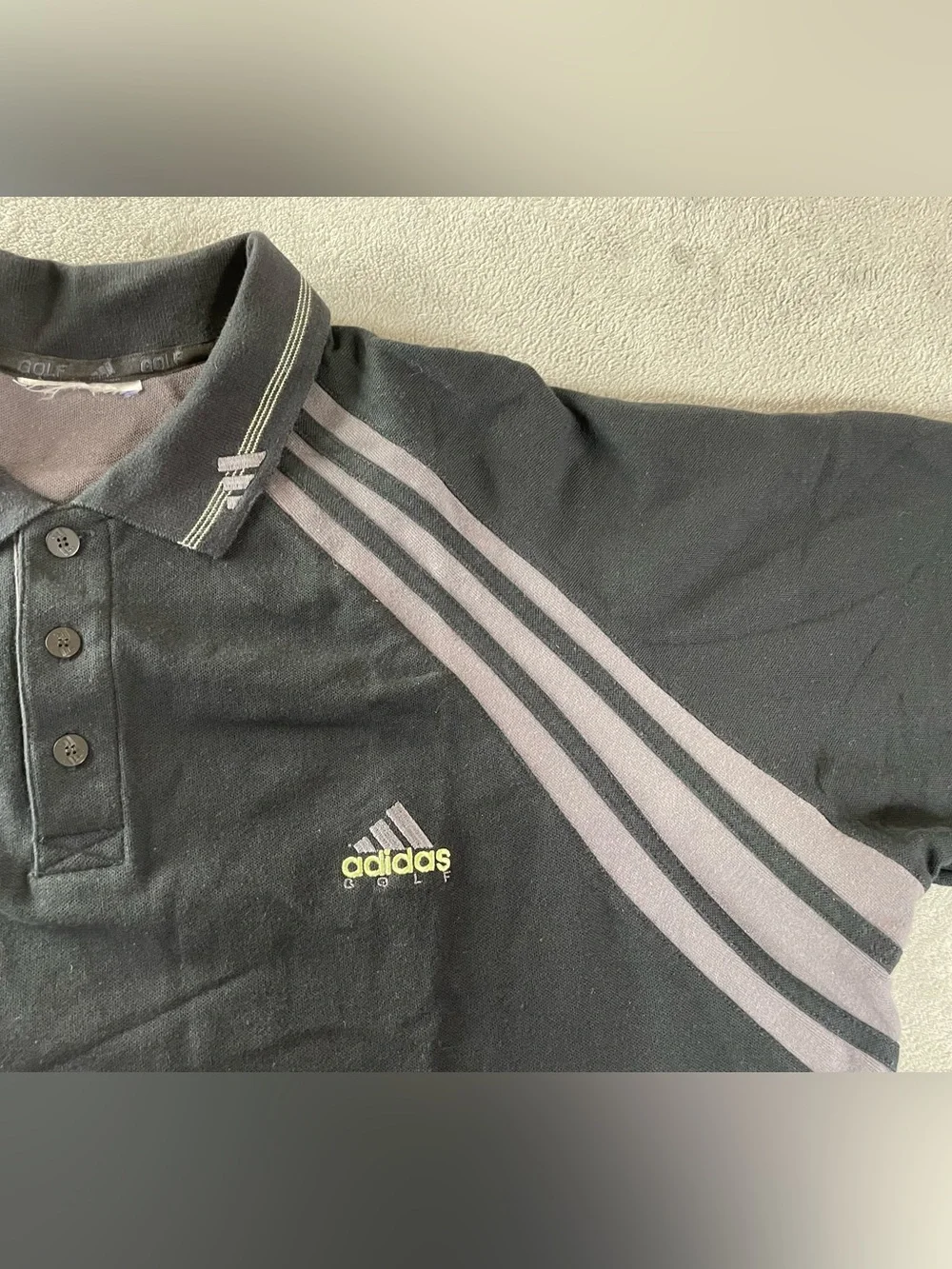 Vintage Adidas Golf Polo Shirt Embroidered Logo Mens XL No Tag Black Gray Cotton
